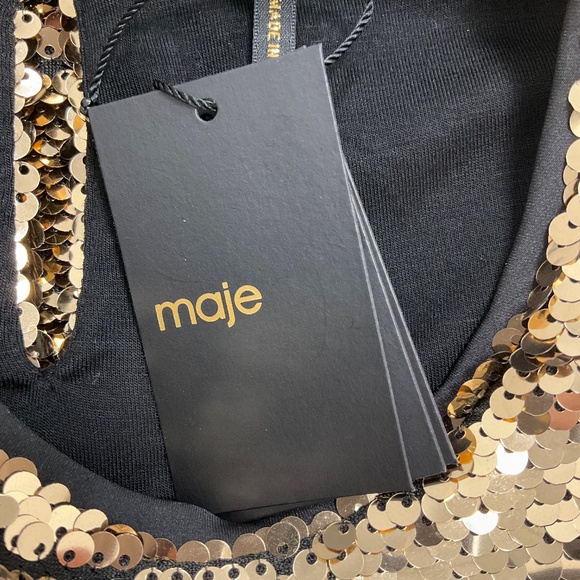 MAJE GOLD ROR SEQUINED SHIFT DRESS - Picture 6 of 7